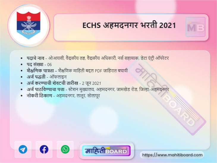 ECHS Ahmednagar Bharti 2021