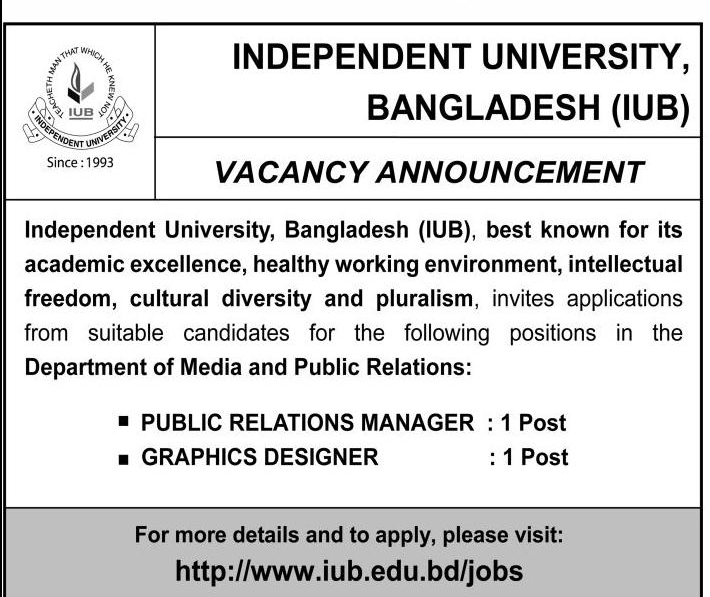 Independent University, Bangladesh (IUB) Job Circular 2018