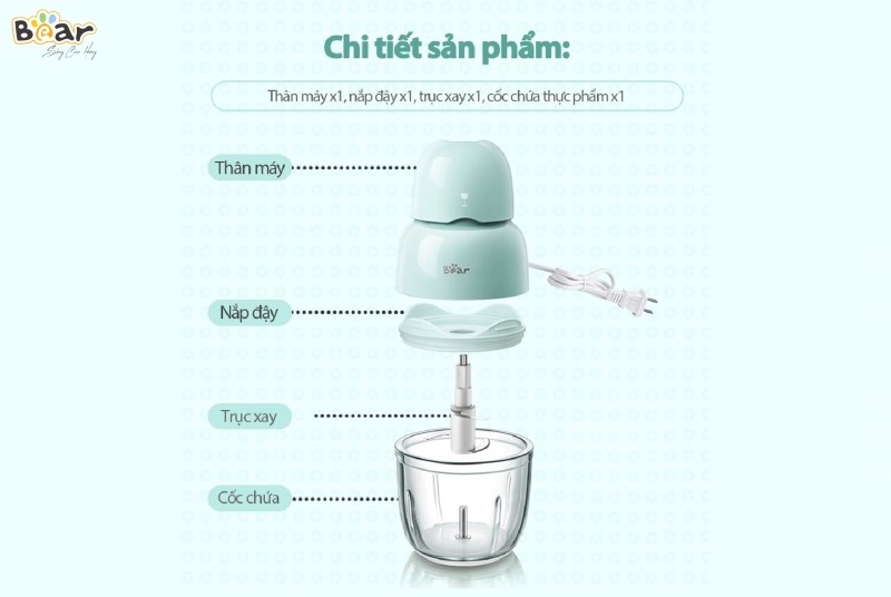 Máy xay thực phẩm Bear QSJ-B01P1 - Blue 39 may xay 300ml bear qsj b01p1 4