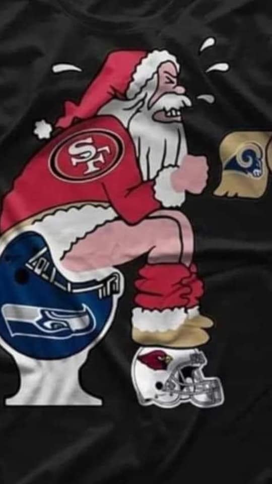 Santa Claus, San Francisco 49ers,  Los Angeles Rams, toilet paper, Seattle Seahawks lavatory