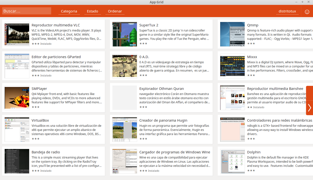 DistritoTux: App Grid (Centro de Software para Ubuntu y derivadas)