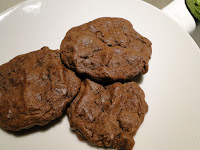 Chocolate chip cookies with cocoa powder.  Simple to bake at home
