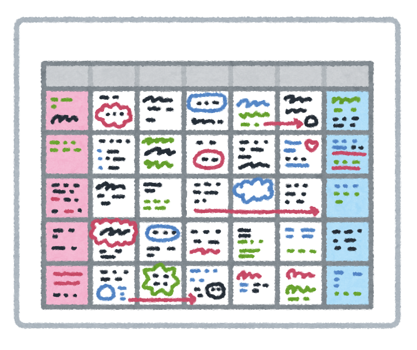 スケジュールが書かれたカレンダーのイラスト | かわいいフリー素材集 いらすとや