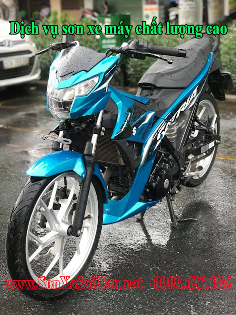 Sơn xe máy Suzuki Satria màu xanh biển cực đẹp - SƠN XE SÀI GÒN