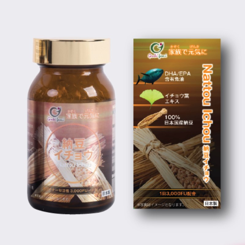 Genki Fami Viên uống ngăn ngừa đột quỵ và bổ não Natto iChou 90 viên