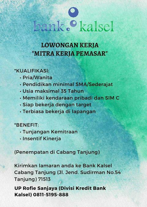 Loker Terbaru Pt Bank Pembangunan Daerah Kalimantan Selatan Bank Kalsel