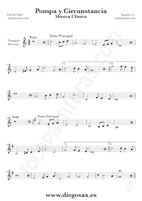 Tubepartitura Pompa y Circunstancia de Edward Elgar partitura de Trompeta y Fliscorno canción de Música Clásica