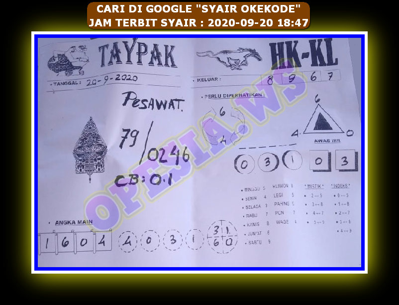Syair hk 20 September 2020 KODE SYAIR SGP SYAIR HK SYAIR