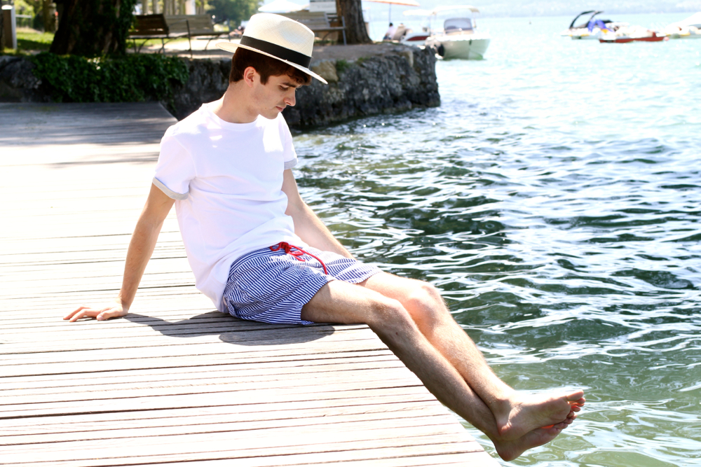 BLOG-MODE-HOMME-Preppy-Annecy_Stetson-Panama-Short-de-bain-swimwear-le-crépuscule-t-shirt headict