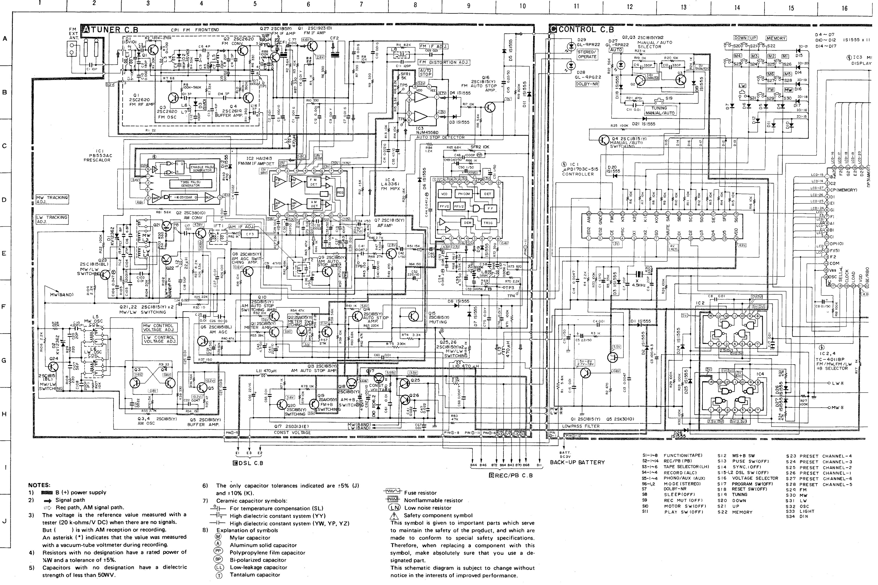 Schematic Diagrams Aiwa CS 880E Schematic diagram, 3 band stereo radio