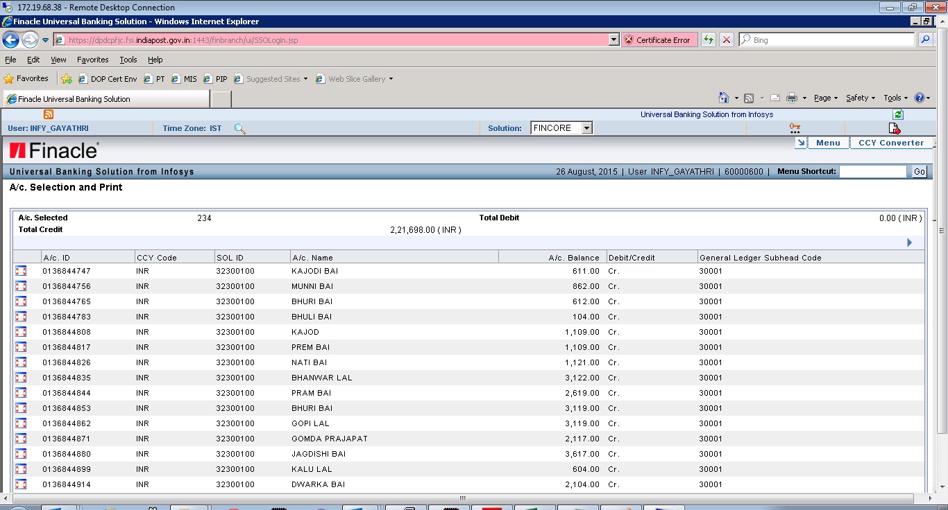 Procedure to inquire the BO accounts in DOP Finacle POFINACLEGUIDE