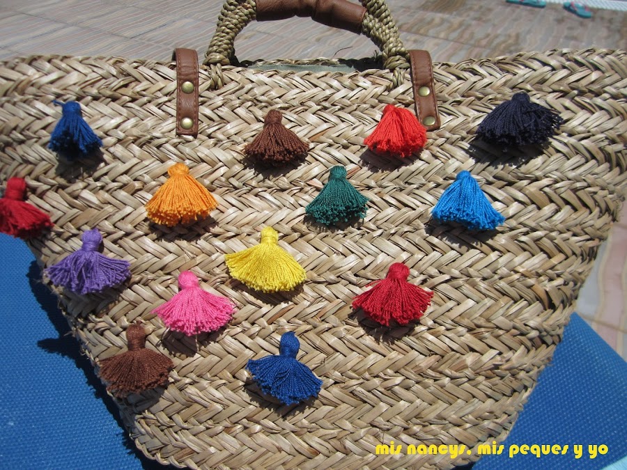 mis nancys, mis peques y yo, tutorial DIY cesta playera con borlas, proceso