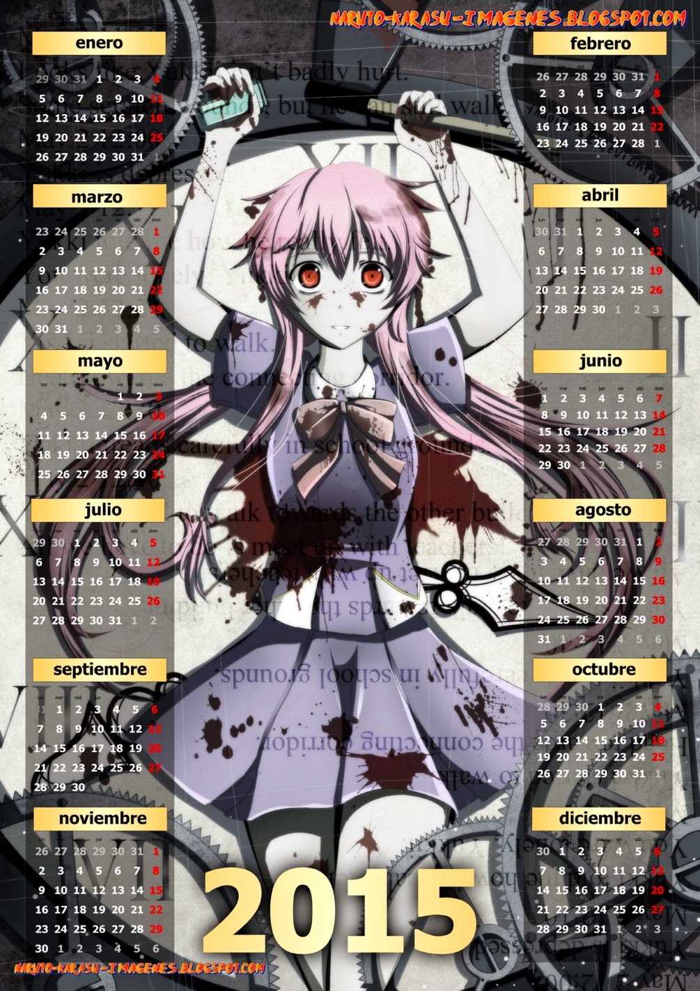 calendario mirai nikki 2015