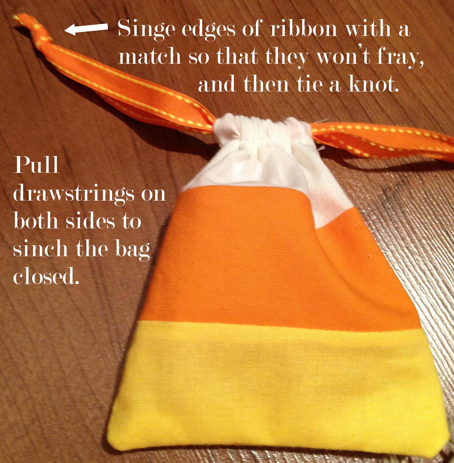 Two Bees and a Belle Candy Corn Bag Tutorial