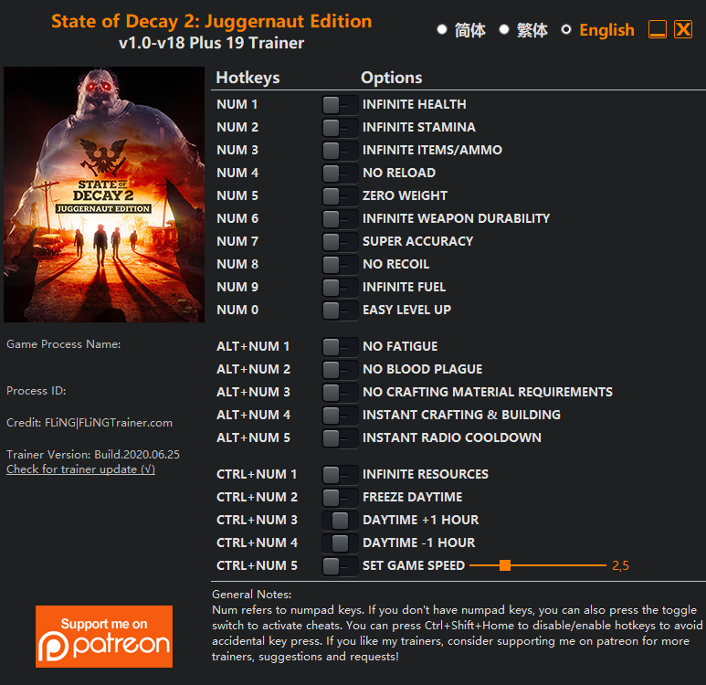 state of decay 2 trainer v1.3 state of decay 2 trainer v1.3