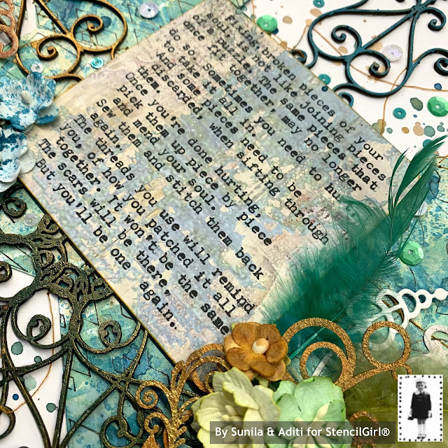StencilGirl Talk Soul Mending Mixed Media Poetry by Sunila & Aditi