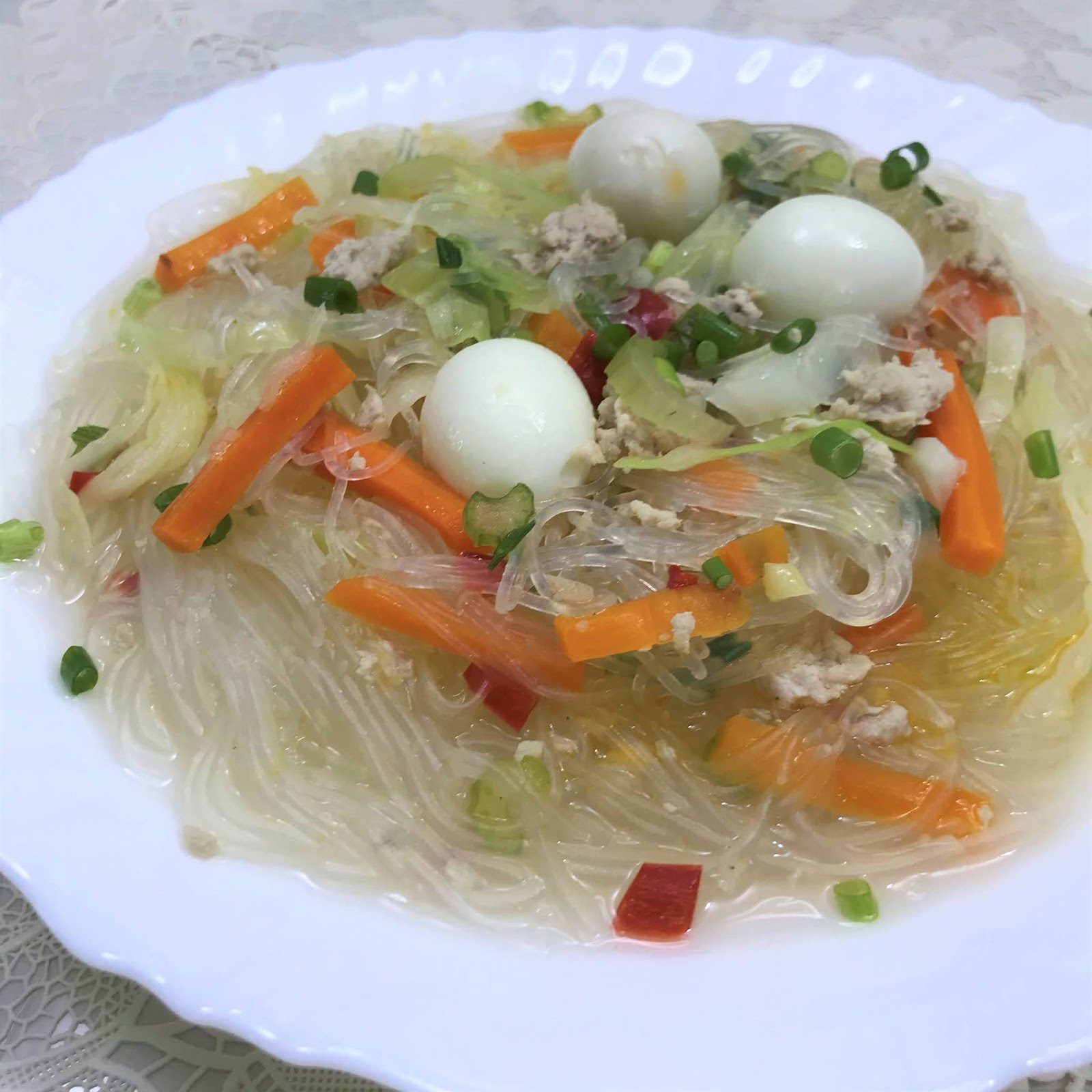 Chicken Sotanghon with Quail Eggs