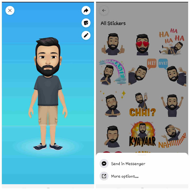 Send Facebook avatar stickers in Messenger