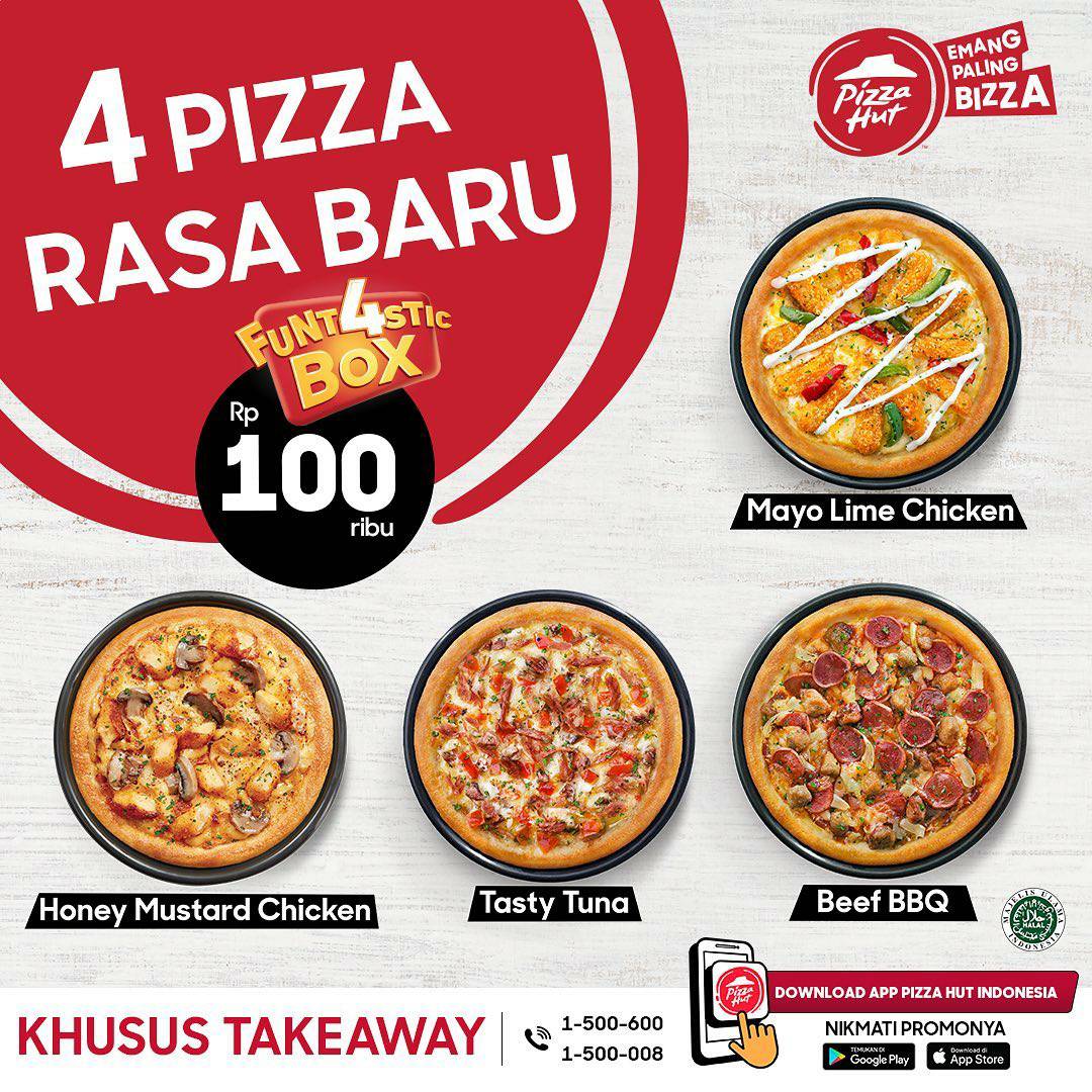 Promo PIZZA HUT Funt4stic Box Beli 4 Pizza Rasa Baru hanya Rp. 100