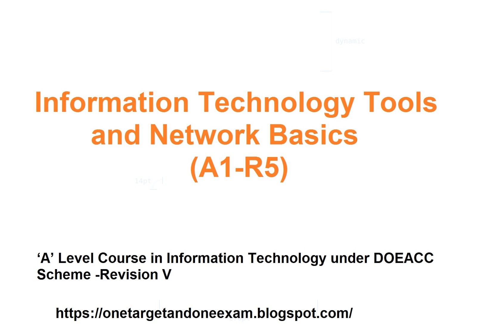 One Target and One Exam Syllabus of Information Technology Tools and