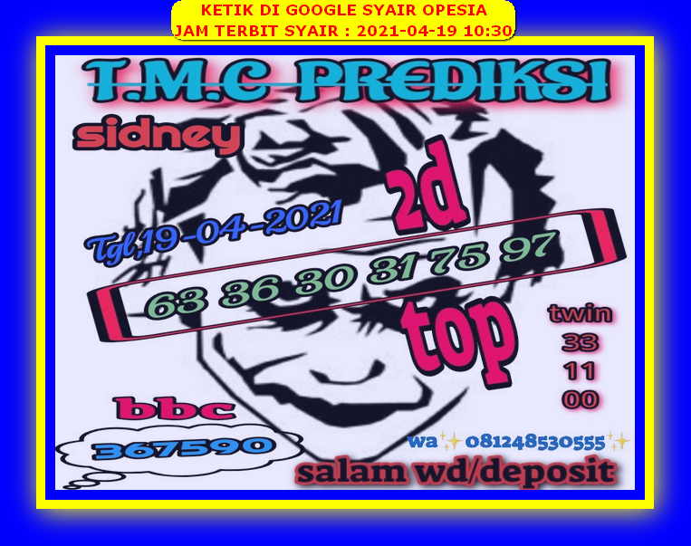Syair Sidney Hari Ini Senin 26042021 Prediksi HK Malam
