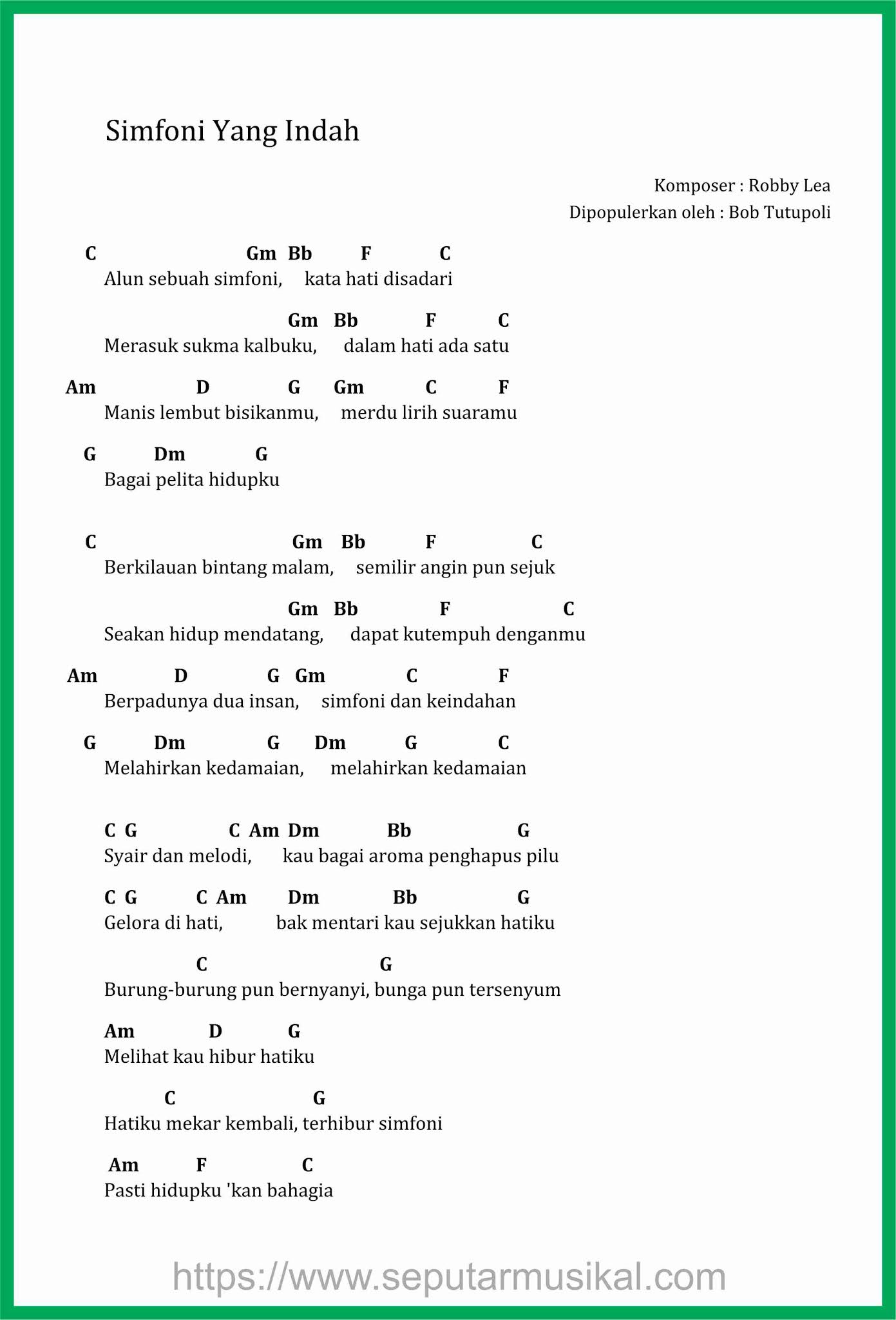 Lirik Symphony Yang Indah Chord Tebak Gambar