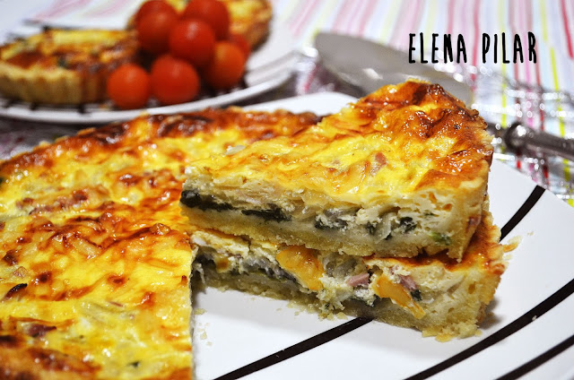 Quiche de espinacas, beicon y queso emmental