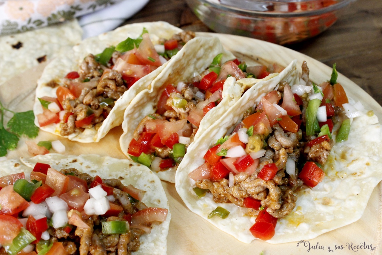 cualquier cosa Colgar Sin aliento JULIA Y SUS RECETAS: Tacos mexicanos con carne y salsa pico de gallo