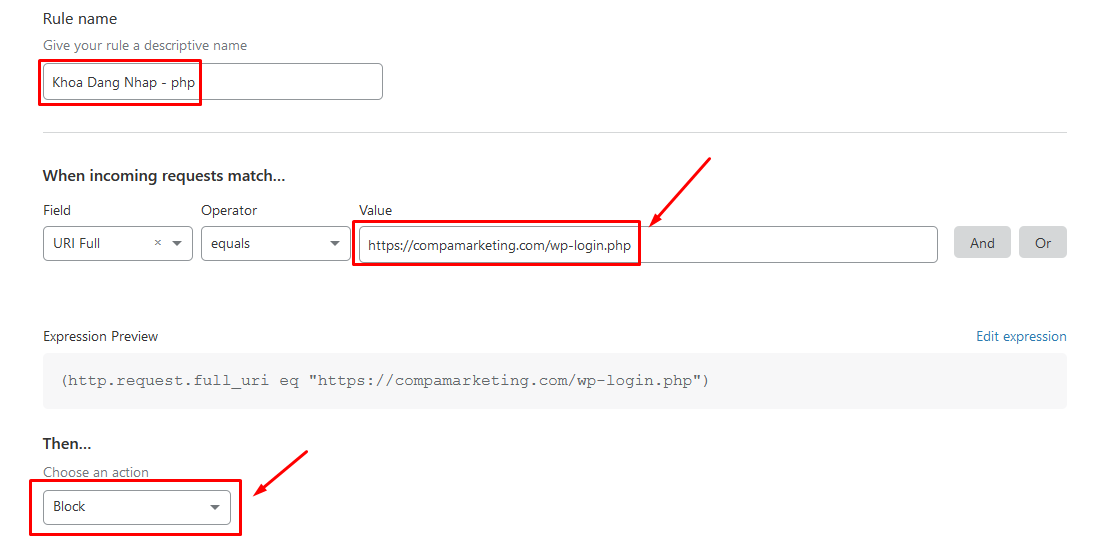 Khóa đăng nhập vào file wp-login.php