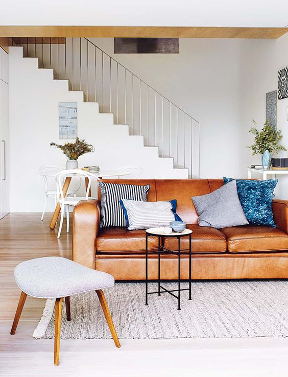 Tan Sofa with Blue Accents | Coastal Style | Bloglovin'