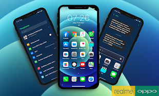 Tema iOS Blue Untuk Oppo Dan Realme Tembus Akar Premium Gratis