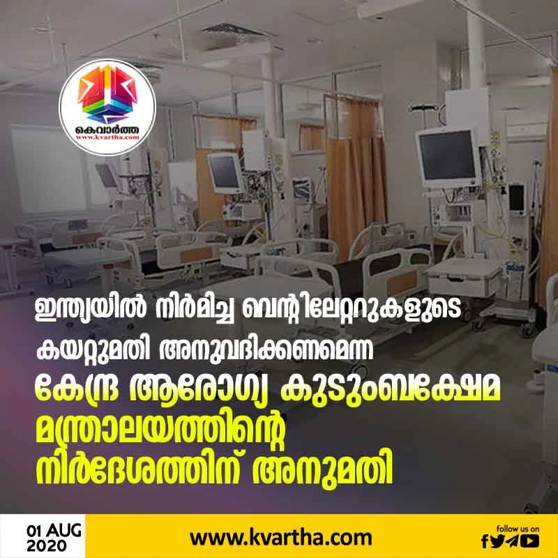  Centre allows export of ventilators as case fatality rate drops to 2.15%. Coronavirus, New Delhi, News, Health, Health & Fitness, National.