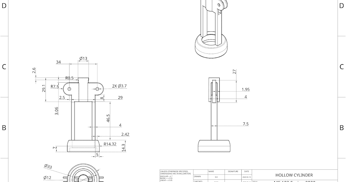Hollow Cylinder Drawing