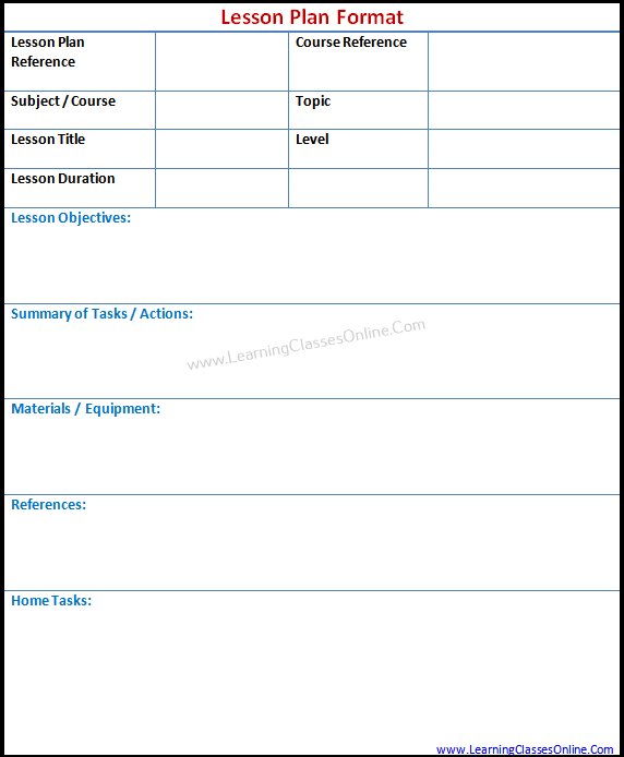 Lesson Plan Format