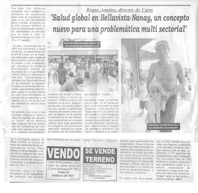 En la Region del 30 de Agosto "Salud global en Bellavista-Nanay, un concepto nuevo para una problemática multi sectorial"