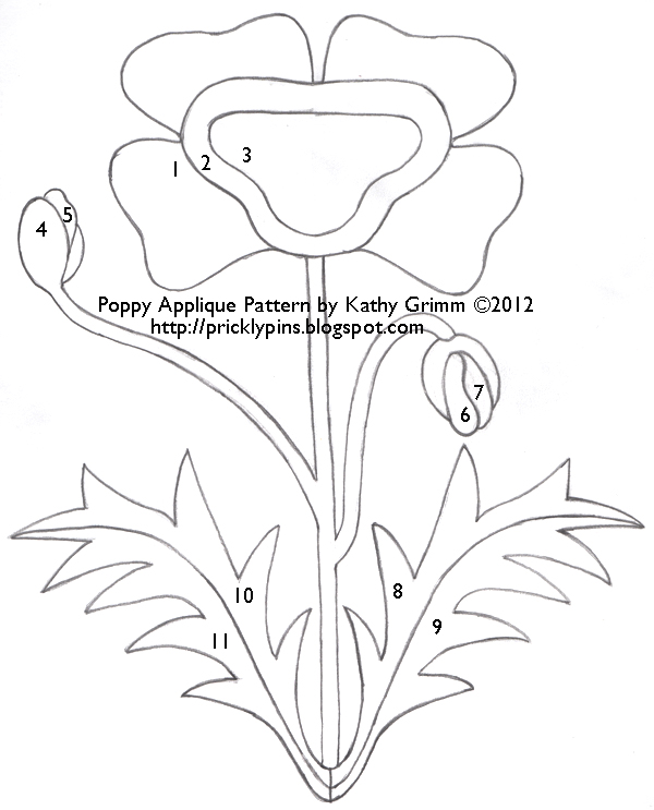Poppy Applique Pattern by Kathy Grimm title=