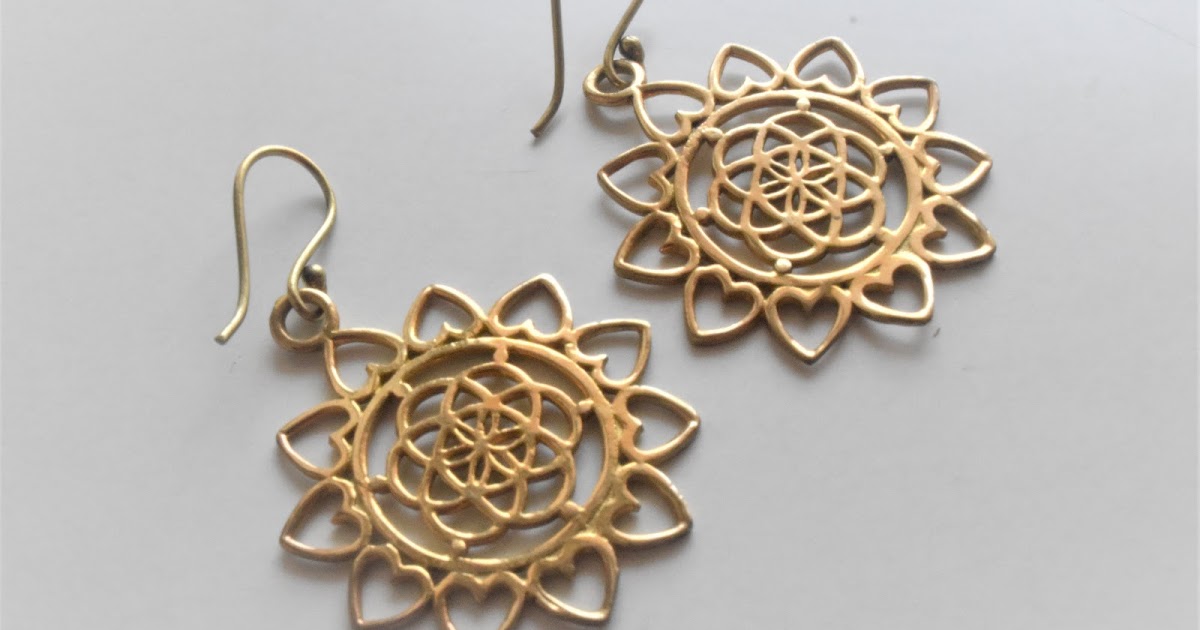 Mandala Heart Brass Earring