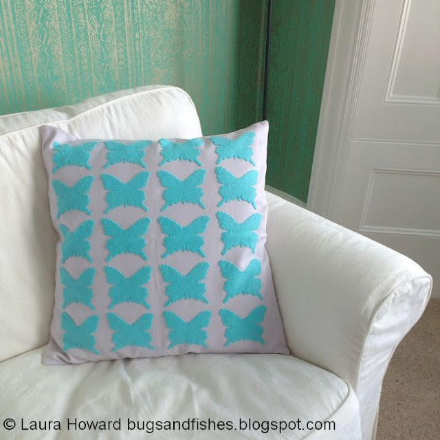DIY Felt Butterfly Cushion Tutorial cushion decorated with felt butterflies