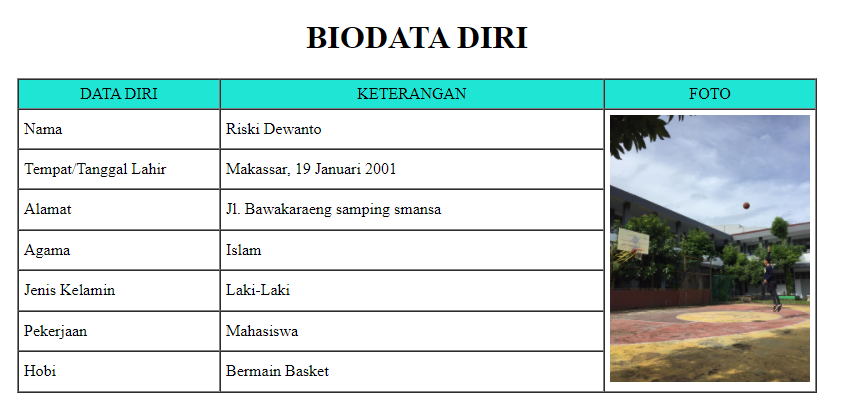 Cara Membuat Biodata Diri dengan HTML Dewa Infoku
