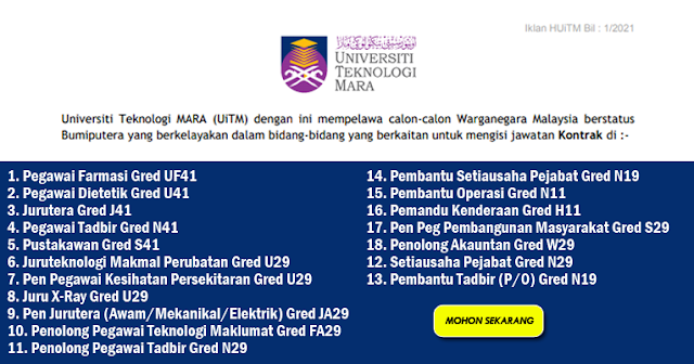 hospital uitm jawatan kosong
