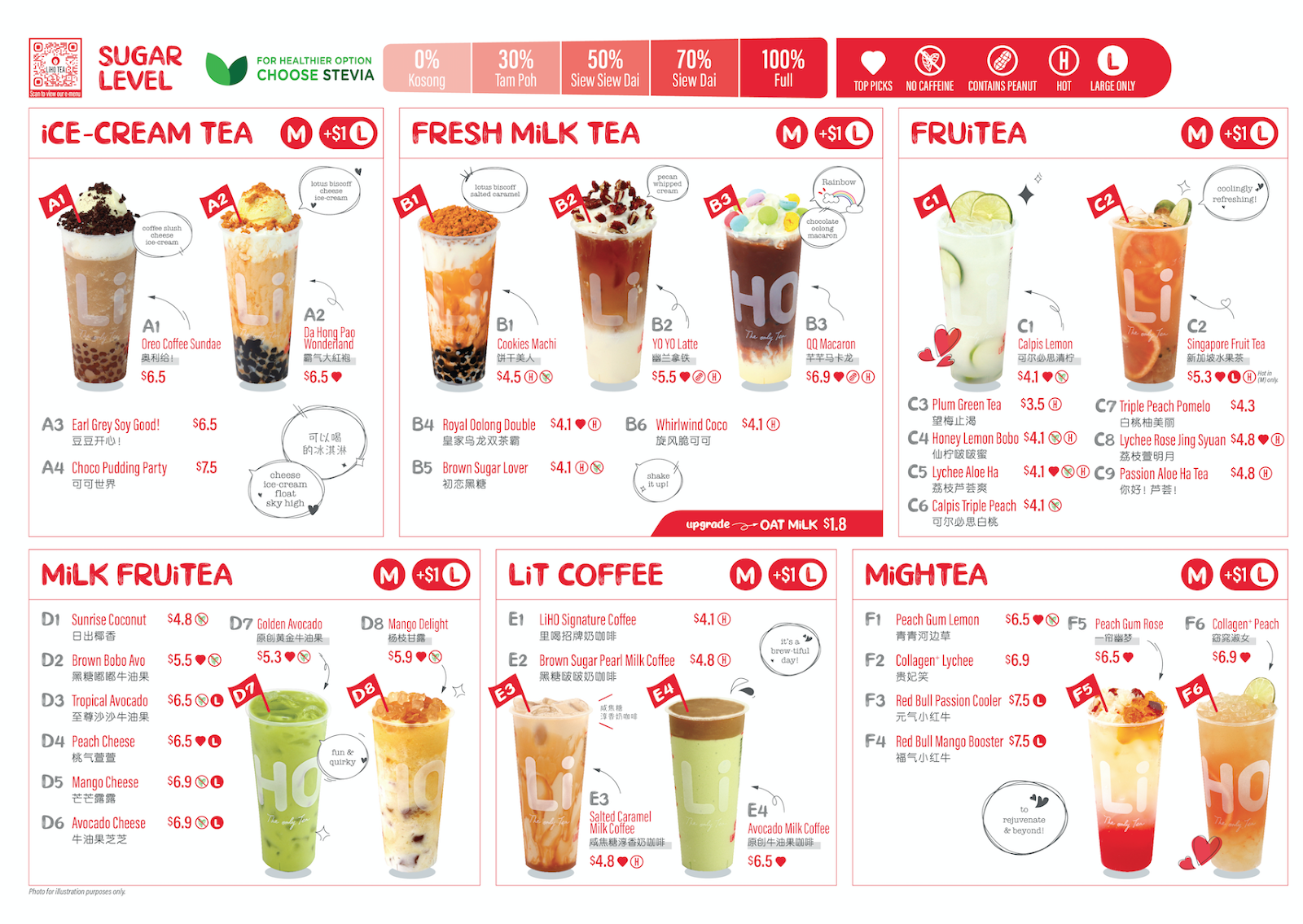 Bubble Tea Intel Liho Singapore menu 2021