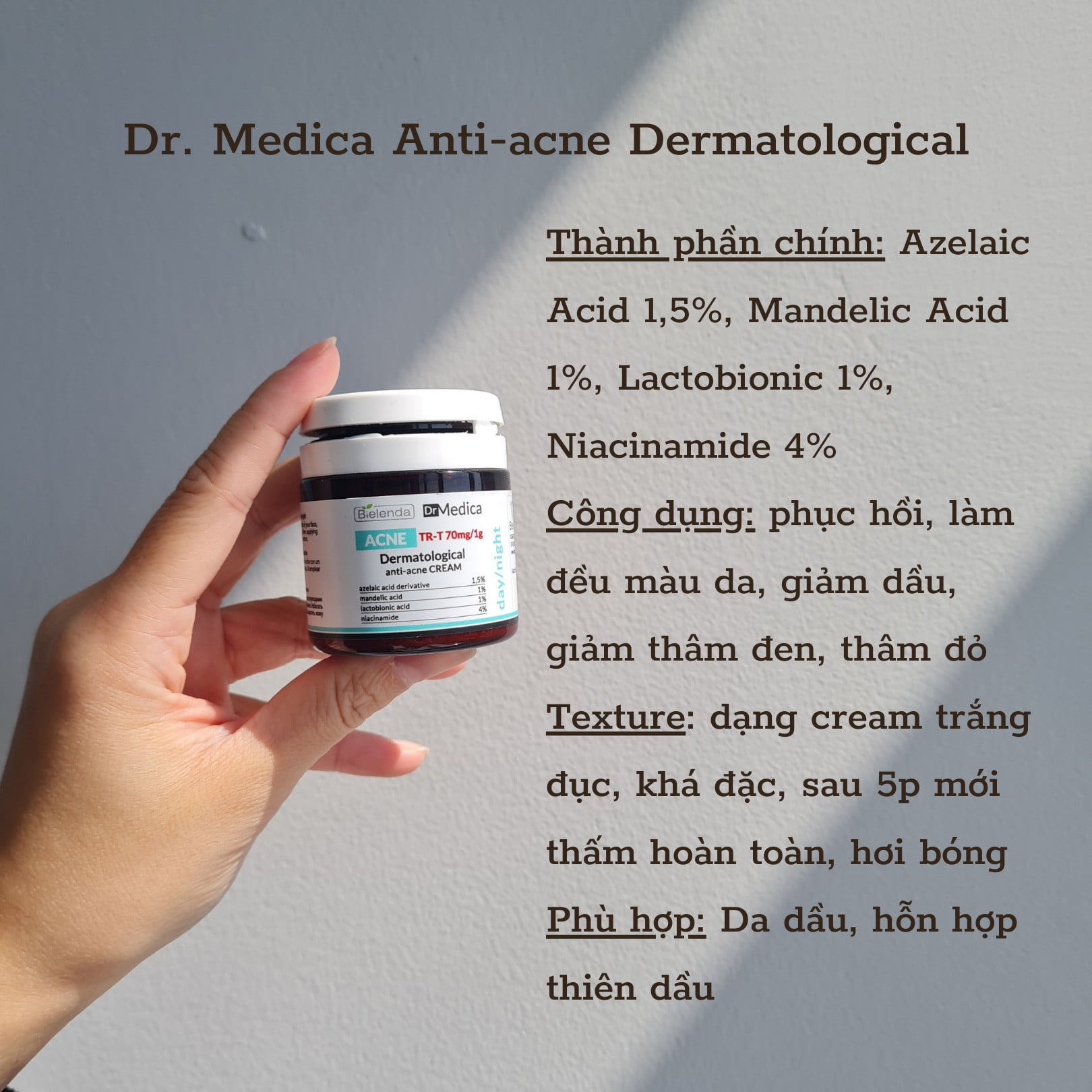 Kem dưỡng ẩm Bielenda Dr. Medica Anti-acne Dermatological
