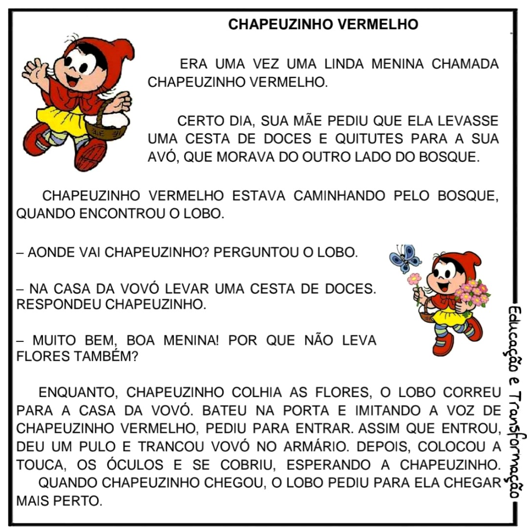 Blog Educação e Transformação 👍Atividades Chapeuzinho Vermelho