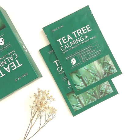 mat na giay se khit lo chan long some by mi tea tree calming glow luminous ampoule mask