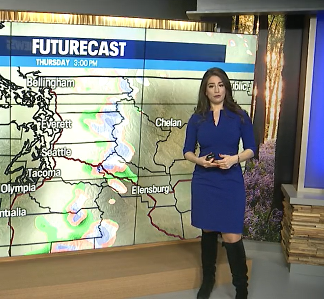 THE APPRECIATION OF BOOTED NEWS WOMEN BLOG Q13'S LISA VILLEGAS PERFECTLY PAIRED BLACK AND BLUE