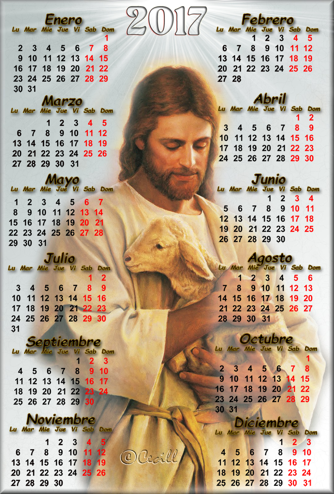 Calendario religioso 2017 para imprimir