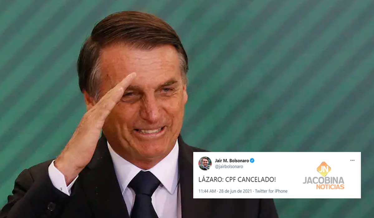 'CPF cancelado', diz Bolsonaro sobre ação que neutralizou Lázaro