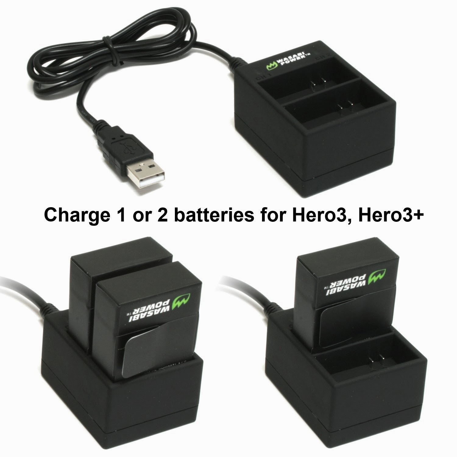 Top Wasabi Power Battery (2Pack) and Dual Charger for GoPro Hero3,Hero3+ and GoPro AHDBT201