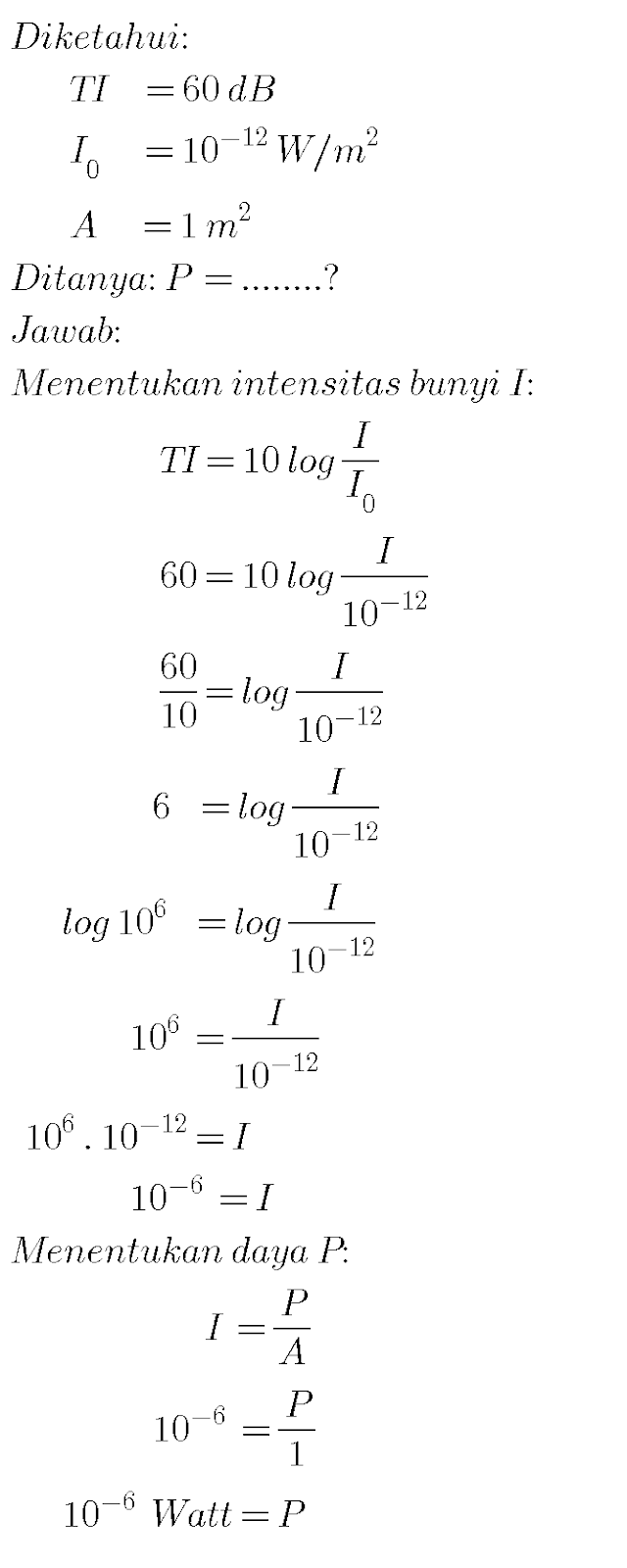 Siswa Tekun Belajar Intensitas Bunyi Dan Taraf Intensitas Bunyi Fisika