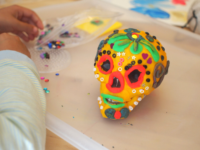 day of the dead play doh sugar skull kids craft activityDay of the Dead Crafts and Activities for Kids featured by top Seattle lifestyle blogger, Marcie in Mommyland: 